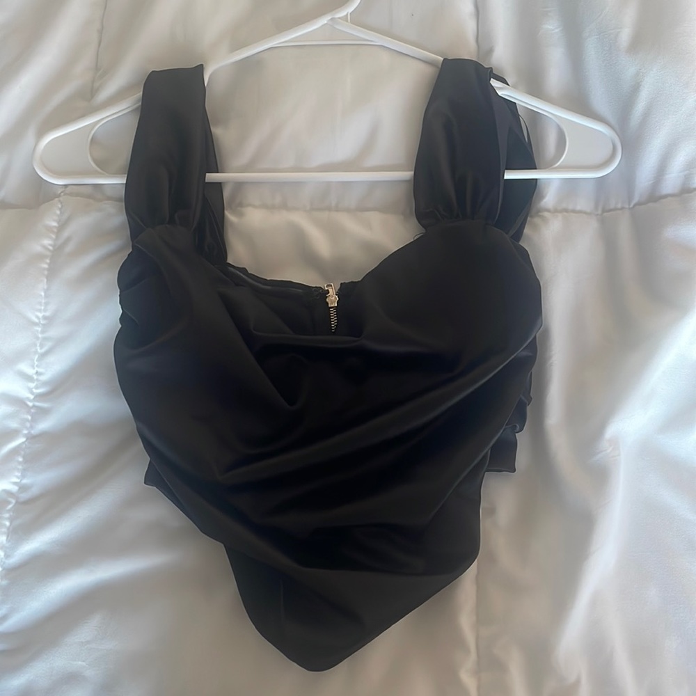 Black Satin Corset Top